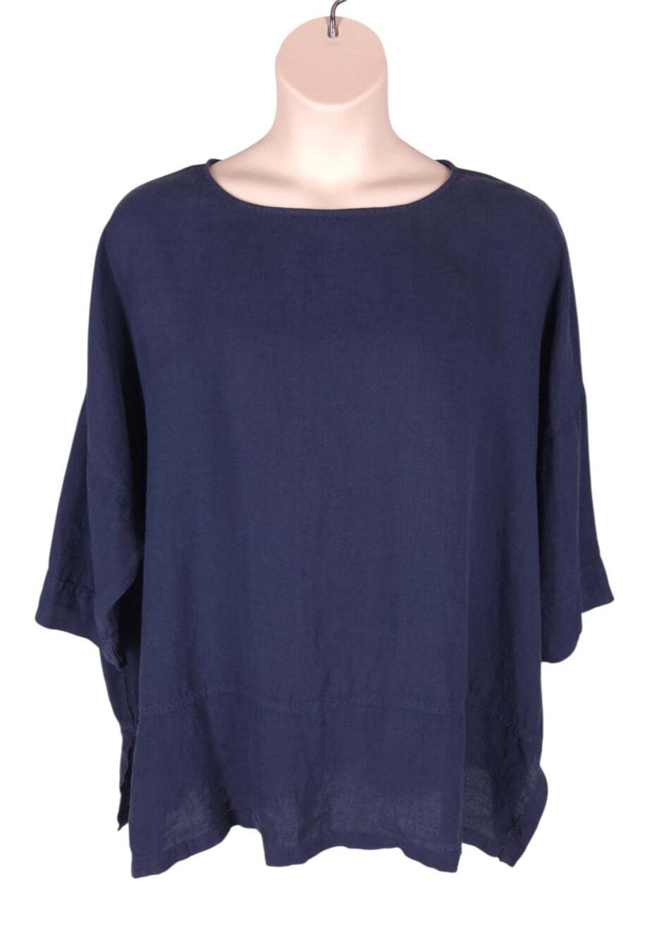Elemente Clemente Tunic US L 12 EU 42 Womens Blue Linen Lagenlook $210